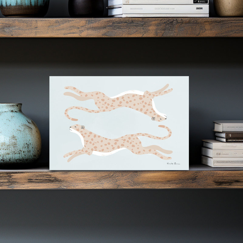 Art mural pastel guépard contemporain, H 12 po x l 18 po