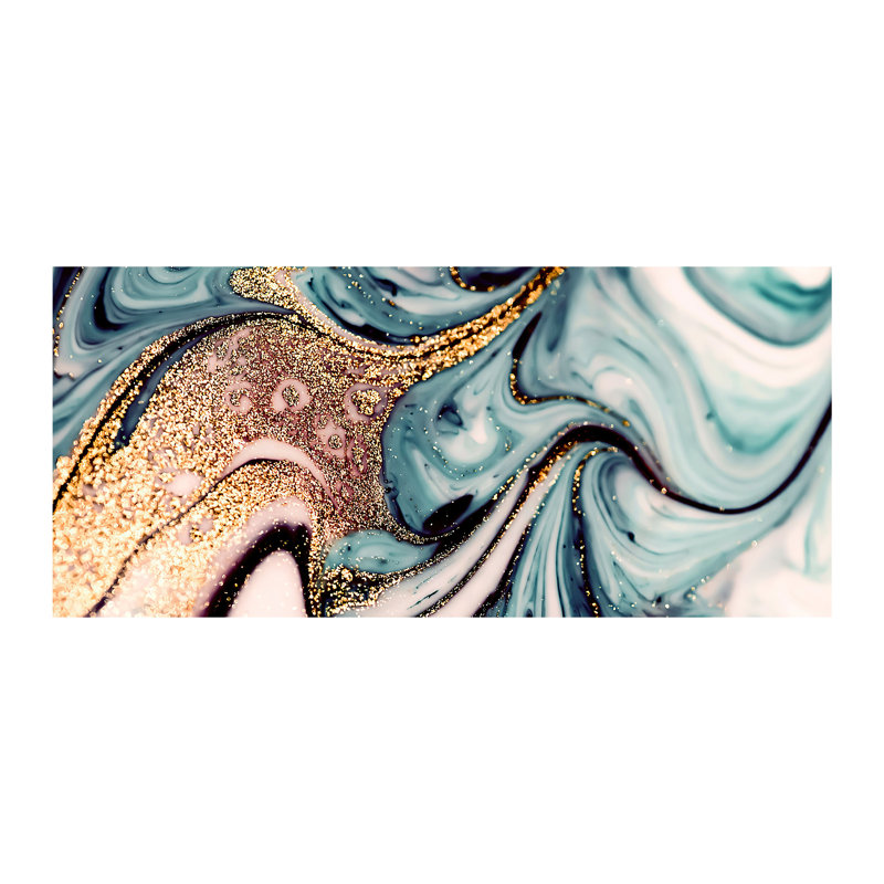 Soft Pile Printed Rug with Abstract Waves and Swirls Design Perfect for Adding a Touch of Modern Style to Your Living Room or Bedroom