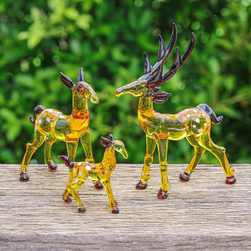 Loon Peak® Handmade Deer Lineage Handblown Glass Figurines (Set Of 3)