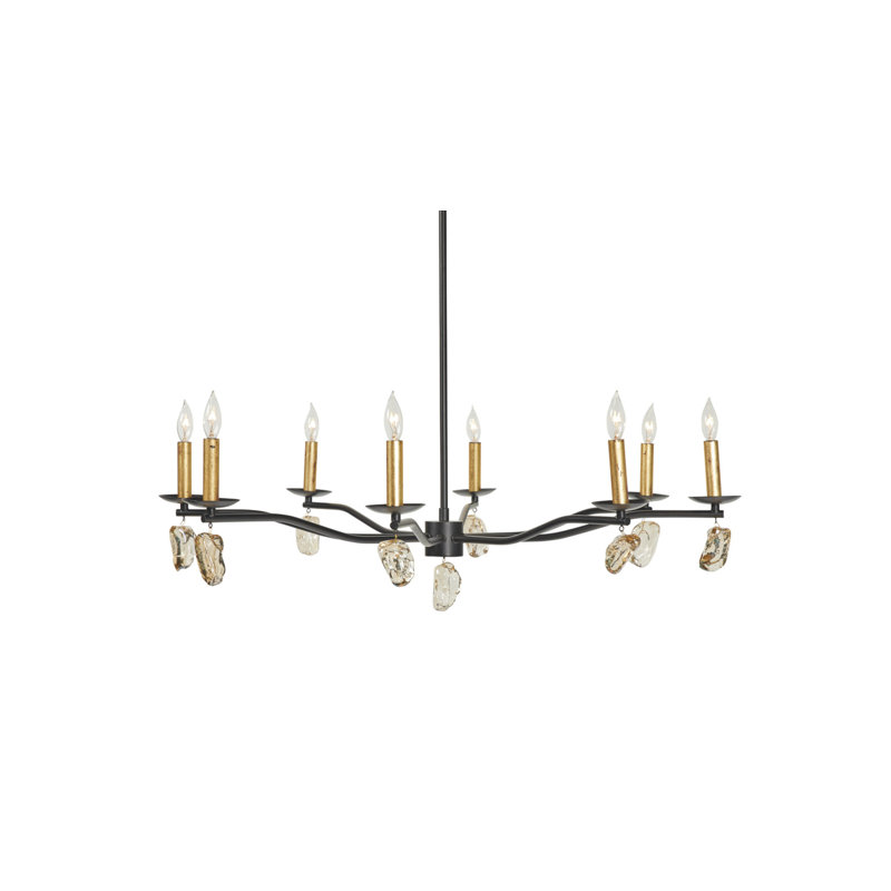Lustre classique / traditionnel à 8 lumières de style bougie Jhaniya