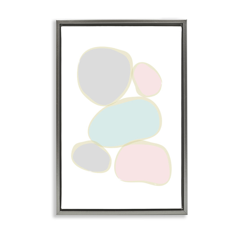 Minimal Pastel Pebbles, toile par Martina Pavlova, Cadre flottant gris lustré, H 25 po x l 17 po x P 1,7 po