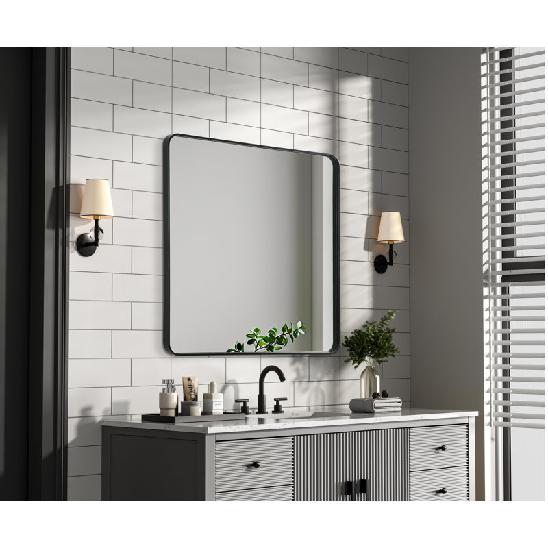 Erath Contour Metal Mirror, 42" x 42", Black