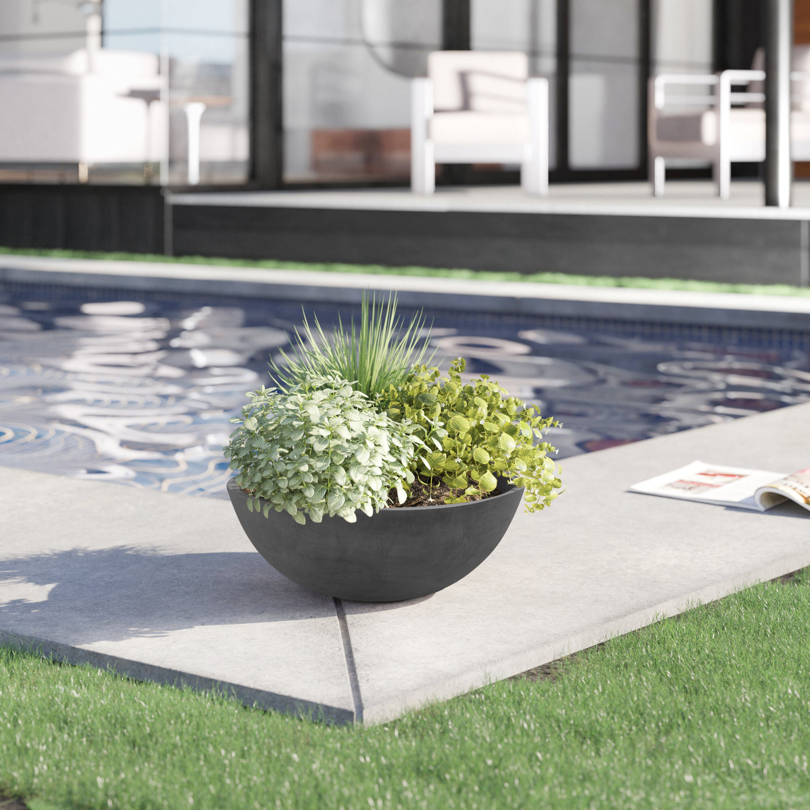 Haven Pot Planter, Taupe, 3.5" H x 10" W x 10" D