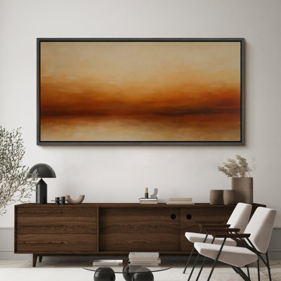 Grande impression sur toile encadrée, impression de paysage abstrait neutre pour décoration murale moderne minimaliste