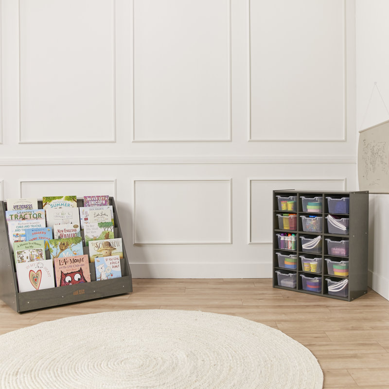 Grey Wash Birch 15-Cubby Kids Storage Cabinet