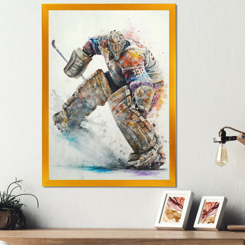 «Hockey Gardien sur glace pendant le jeu III», impression sur toile, H 32 po x l 16 po x P 1 po