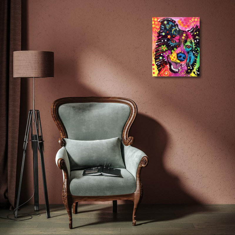 Art sur toile de la collection Dean Russo de Hokku Designs, "Border Collie" 121109, H 18 po x l 15 po