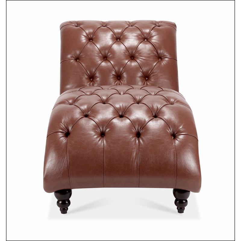Chaise longue sans accoudoirs touffetée, Brun