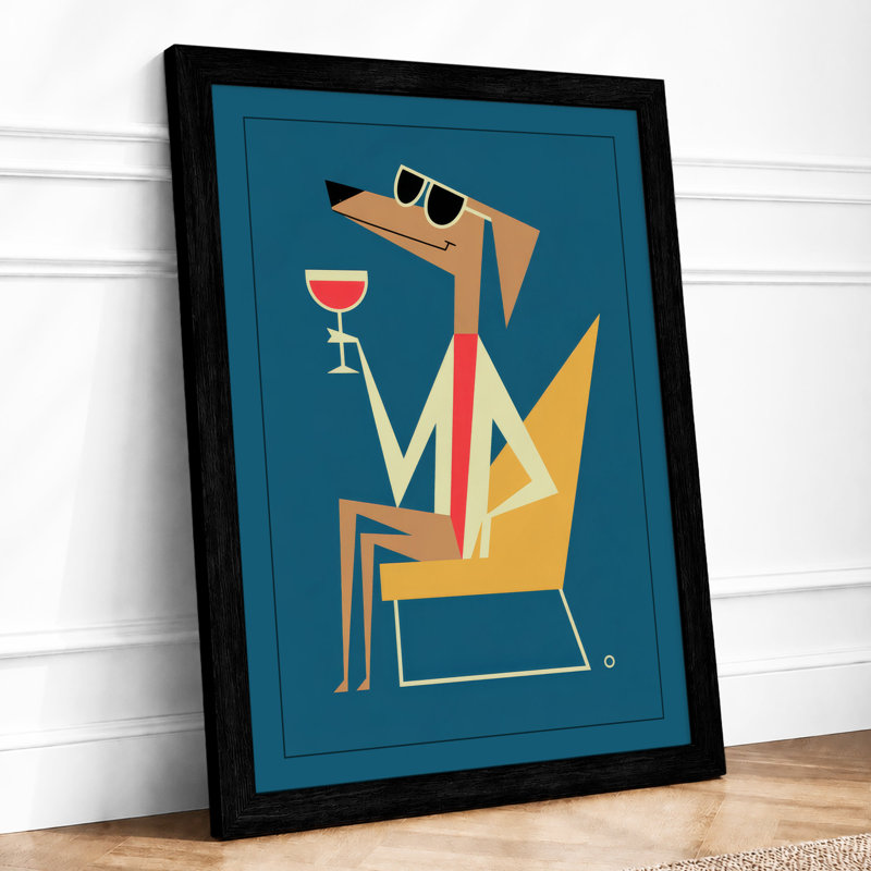 Cocktail Hour Mid-Century - Framed Print, A4 - 29.7 x 21.0 cm, Black