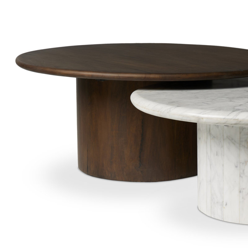 Tables basses Brennan, Marbre blanc Calacatta / blanchi vieilli en Belgiq