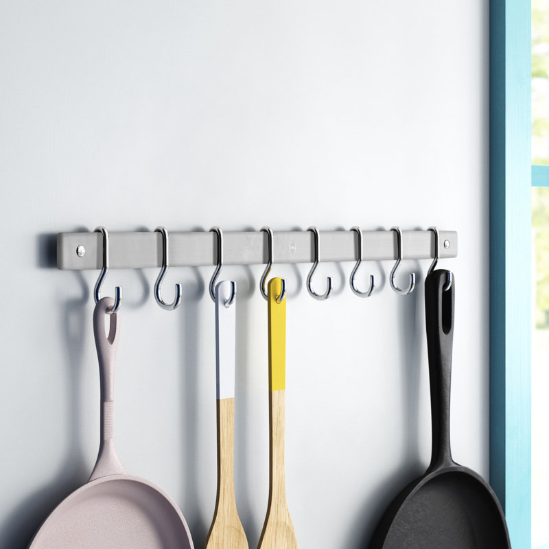 Metal Straight Wall Mounted Pot Rack, Chrome