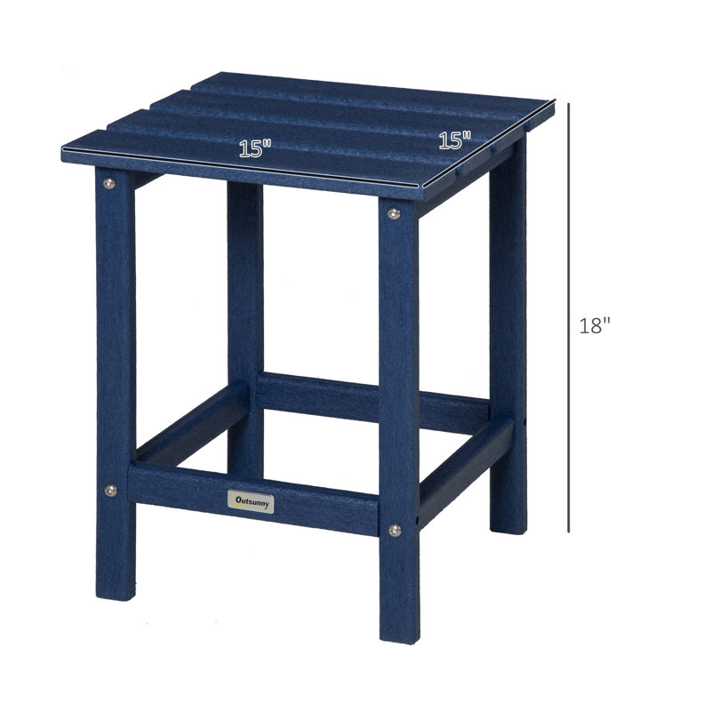 Blue HDPE Plastic Square Outdoor Side Table