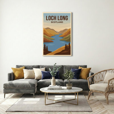 Loch Long, Scotland - Vintage Highlands Travel Poster: Romantic Lochside Escape. Giclee Print On Wrapped Canvas. Wall Art, Home Decor - Natural Landmarks, Scotland - Wrapped Canvas Print
