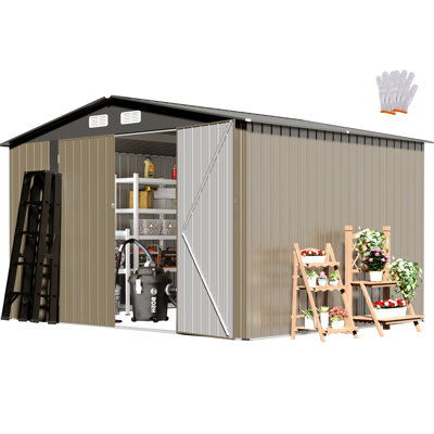 Outdoor Storage Shed， Metal Storage Shed With Updated Frame Structure And Lockable Doors, Waterproof Shed For Backyard, Patio, Garden