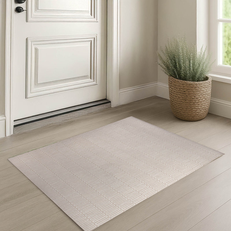 Block Maze Indoor Doormat, 24" W x 36" L, Taupe