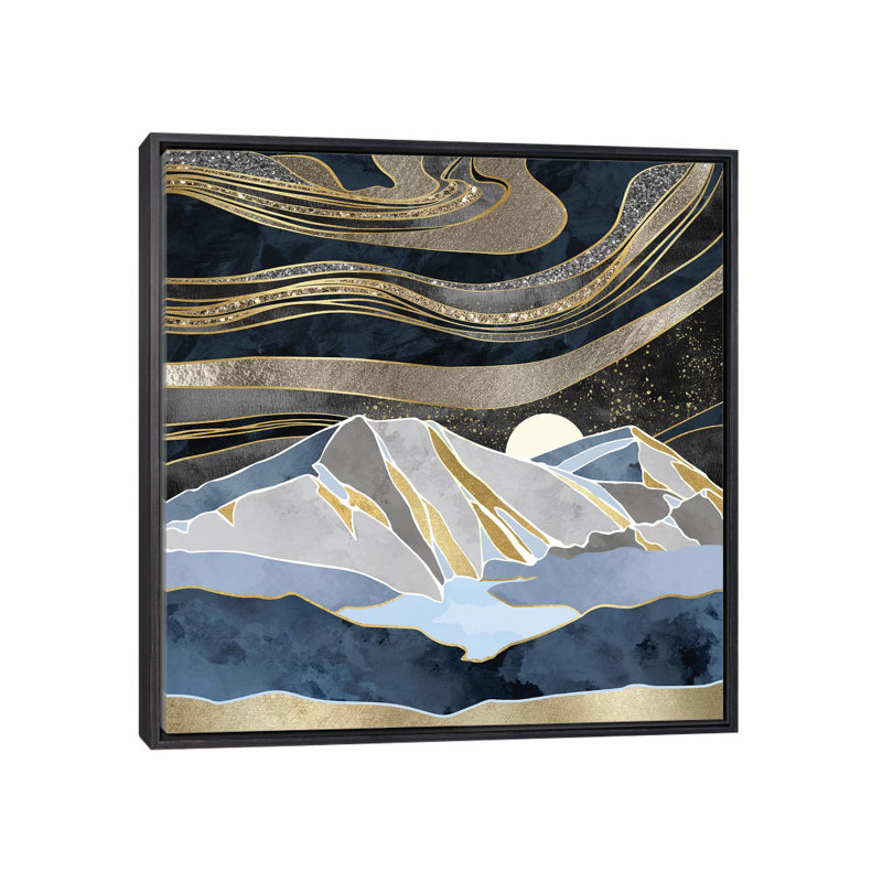 Ciel métallique - impression d'art graphique, H 18 po x l 18 po x 1,5 po, Toile avec cadre noir patiné, Aucun mat