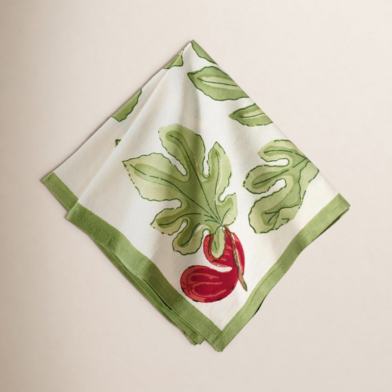 Debarata 100% Cotton Floral Square Napkin, Red/Green