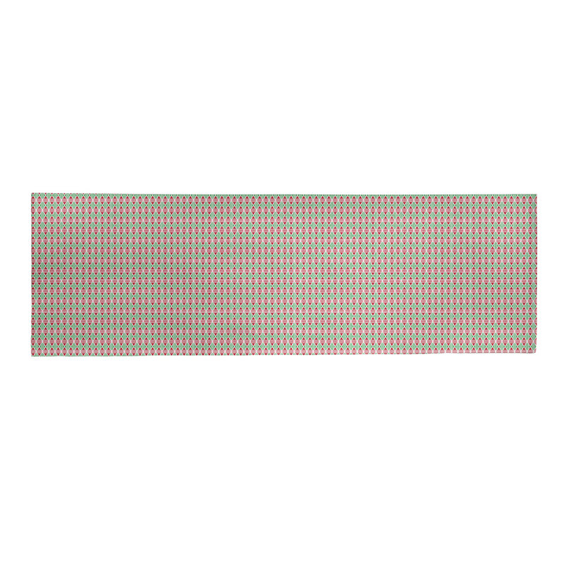 Tapis rouge/vert fait main géométrique, Tapis de couloir 2 pi x 8 pi