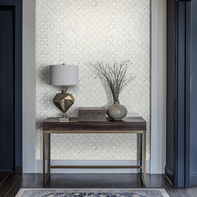 Calabria Frost Starella 12 in. x 12 in. Polished Marble Mosaic Floor and Wall Tile