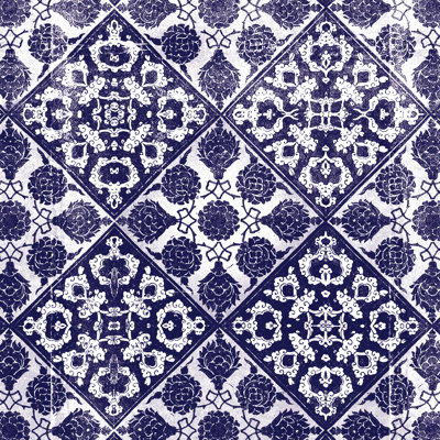 Indigo Tile Quad - Wrapped Canvas Print