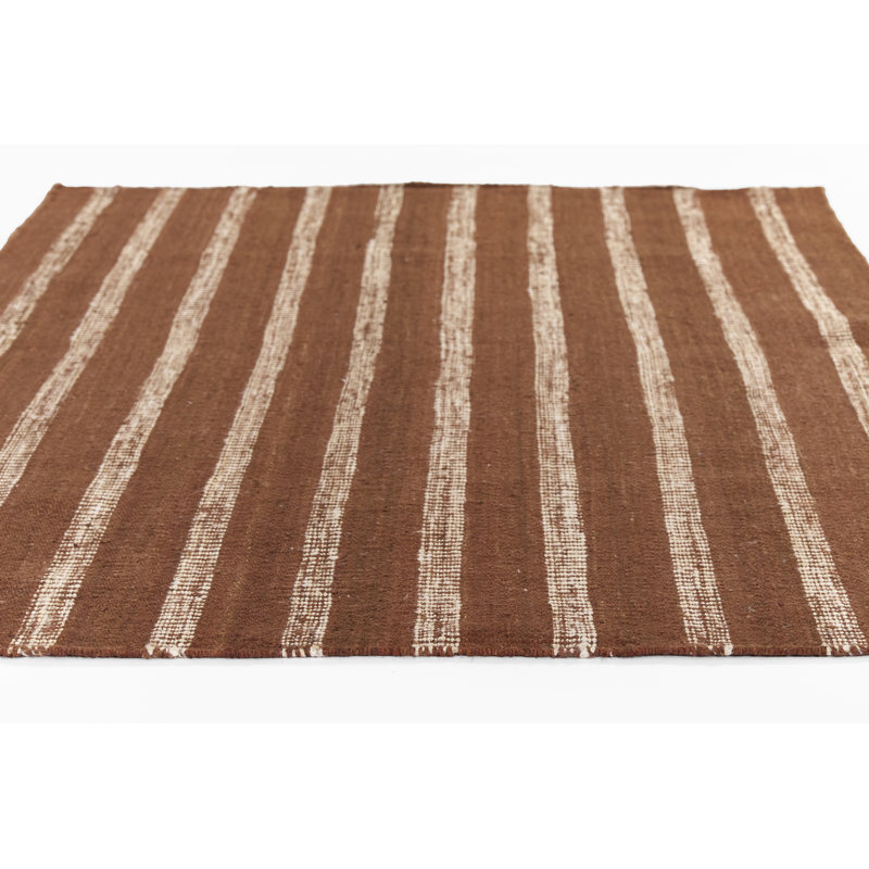 Momeni Jango Hand Woven Jute and Cotton Striped Rust Area Rug 2' X 3', Rectangle 2' x 3'