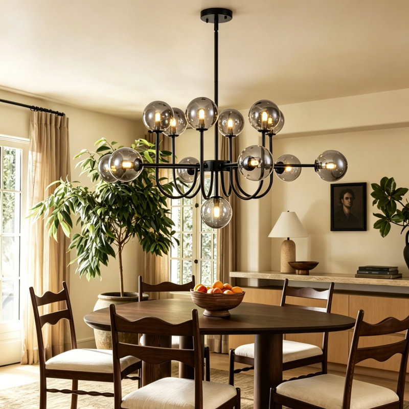 Rael 13-Light Sputnik Chandelier , Black/Smoky