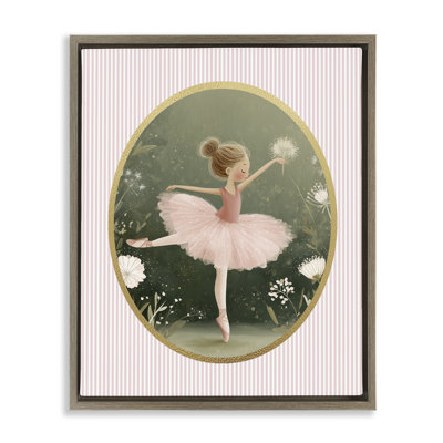 Cadre flottant vert et rose avec ballerine, design par Christine Simpson Art