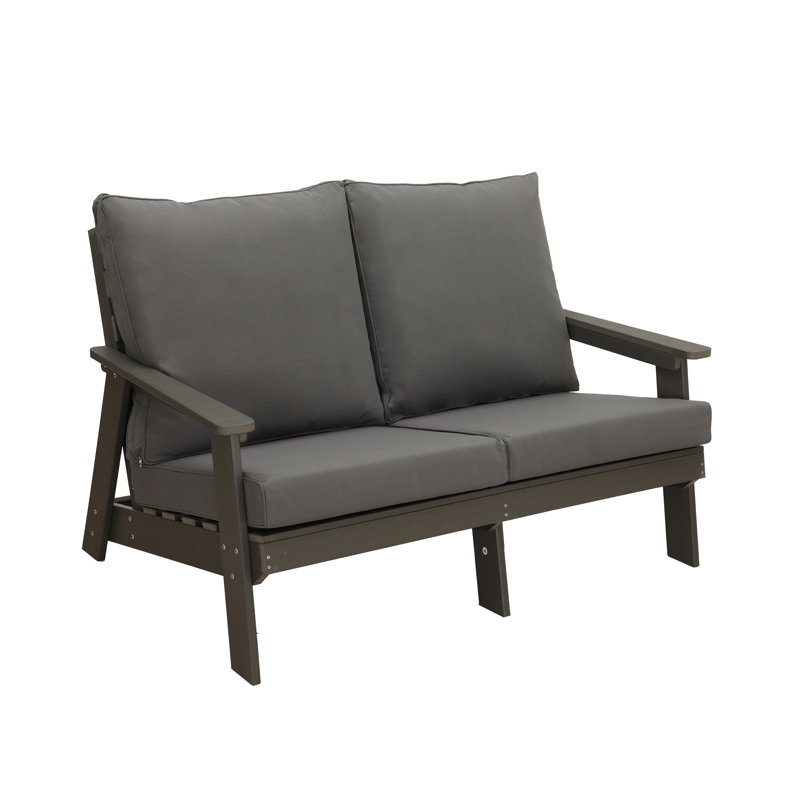 54.33 " W Plastic Loveseat with Cushions, Gray, Gray