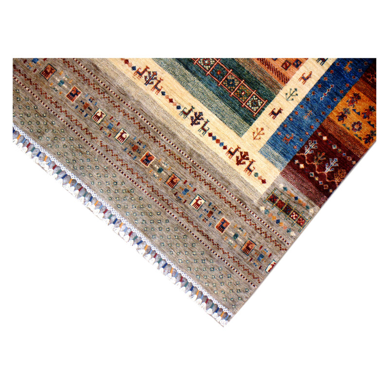 Afghan Hand Woven Wool Area Rug, Rectangle 4'8" x 6'6"
