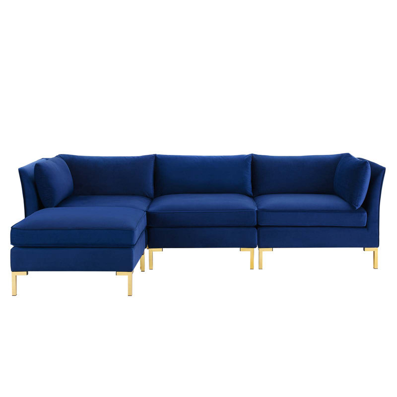 Ardent 4-Piece Performance Velvet Sectional Sofa, Navy