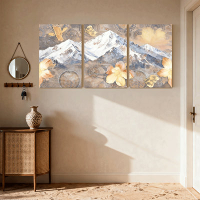 Ensemble de 3 impressions sur toile Fashion Mountain Peaks
