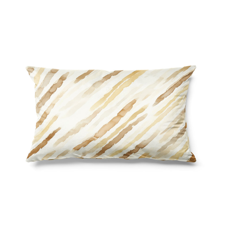 Coussin à rayures - Coussin à imprimé campagne brun et jaune, H 12 po x l 20 po