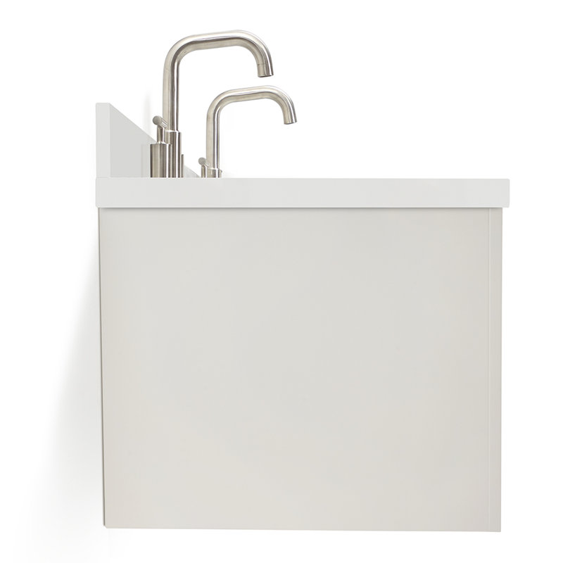 73'' W Double Vanity, Brushed Nickel, White, 61"