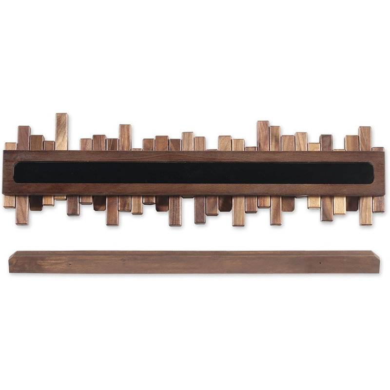Piano-Style Wall-Mounted Coat Rack, 7 Flip-Down Hooks, Handmade Solid Walnut Wood, Rustic Entryway Organizer