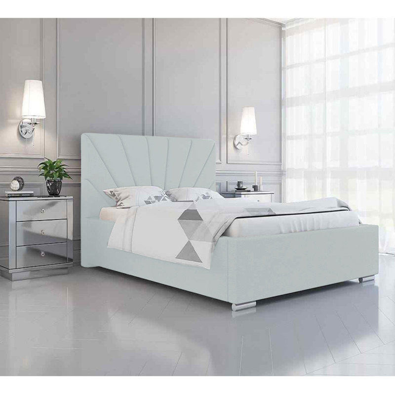 Sunrise Abubaker Upholstered Bed Frame - Plush Velvet with Headboard and Sprung Slats, Single (3'), Blue