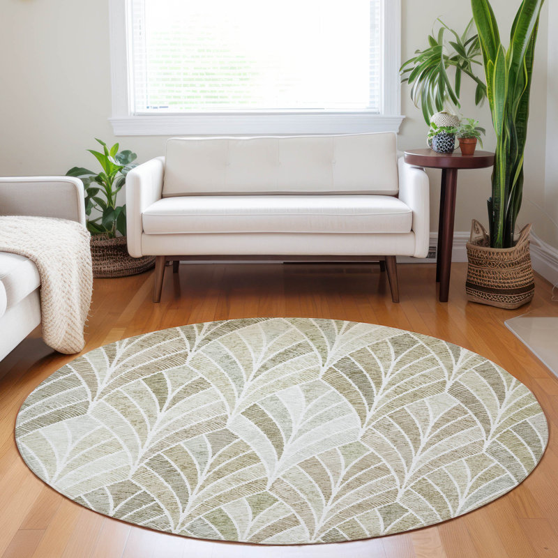 Cecelio Washable Geometric Indoor / Outdoor Rug, Round 8'