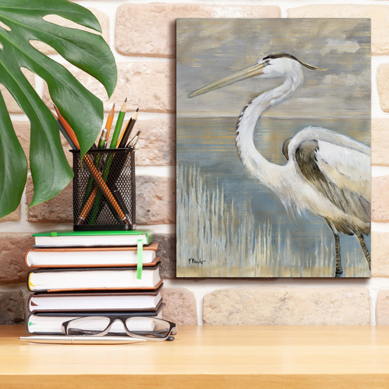 «Golden River Heron» par Paul Brent, art mural sur toile, H 16 po x l 12 po x P 0,75 po