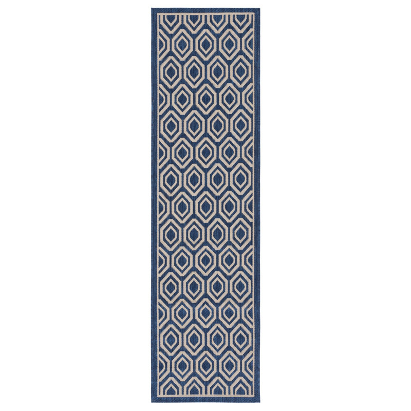 Tapis d'intérieur / extérieur à motif géométrique Deedrick, Tapis de couloir 2 pi 3 po x 10 pi