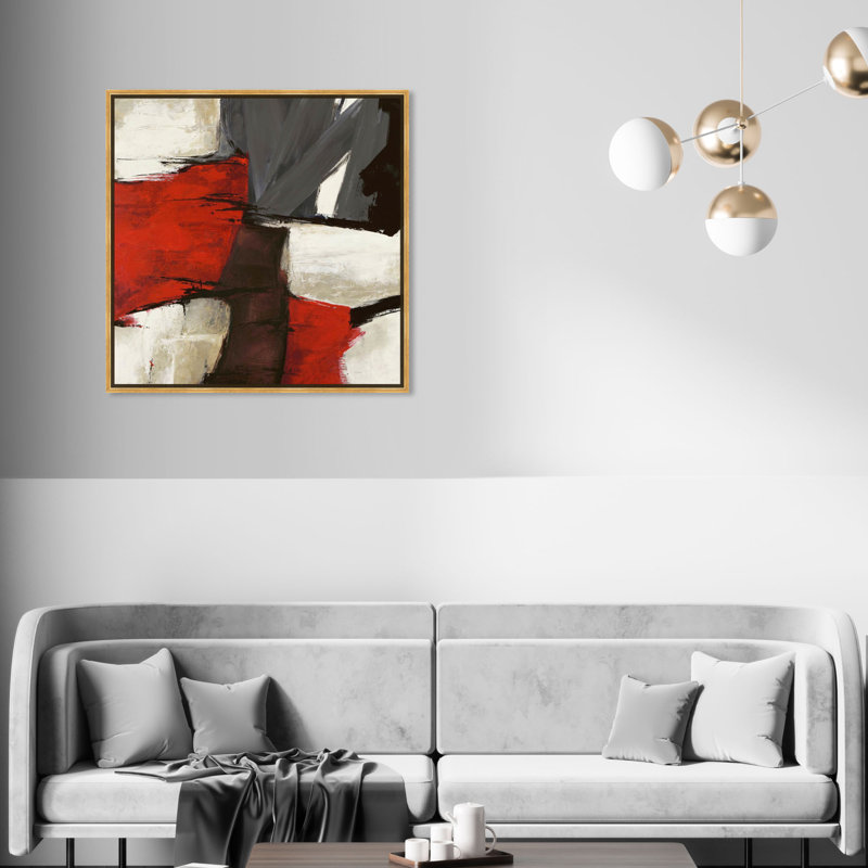 Abstrait Sai - Rubrum - impression sur toile tendue, Toile avec cadre, H 30 po x l 30 po, Doré