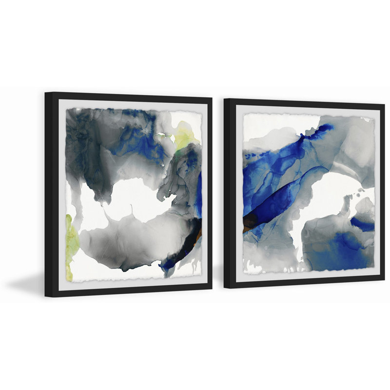 « color clouds diptych », ensemble de 2 reproductions de peintures à l’aquarelle encadrées, H 12 po x l 12 po x P 1,5 po