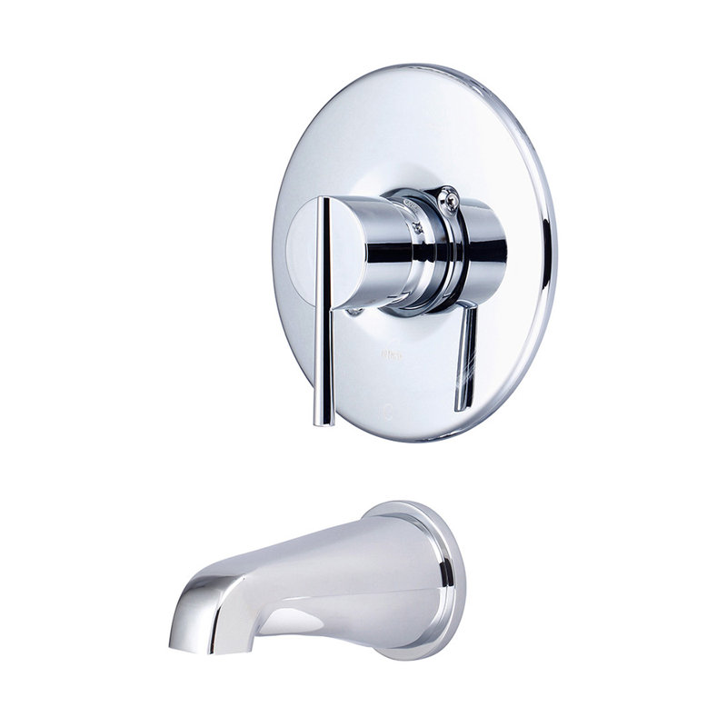 Garniture de bec de baignoire murale à poignée simple I2V, Chrome poli