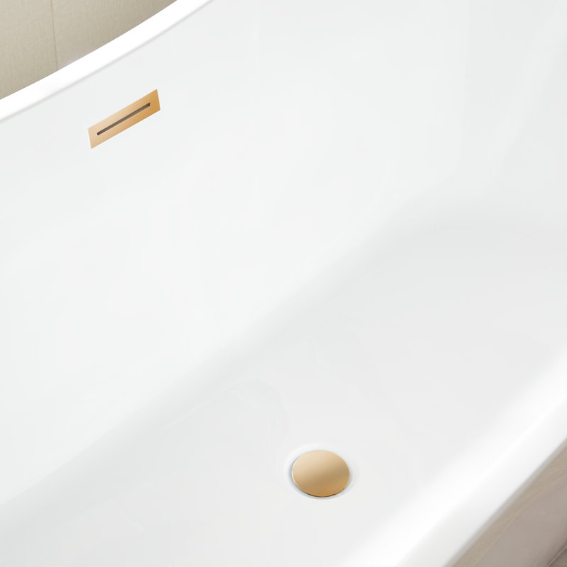 Baignoire autoportante en acrylique Ophelia, Blanc / or titane, H 28,3 po x L 70,5 po x l 31,5 po