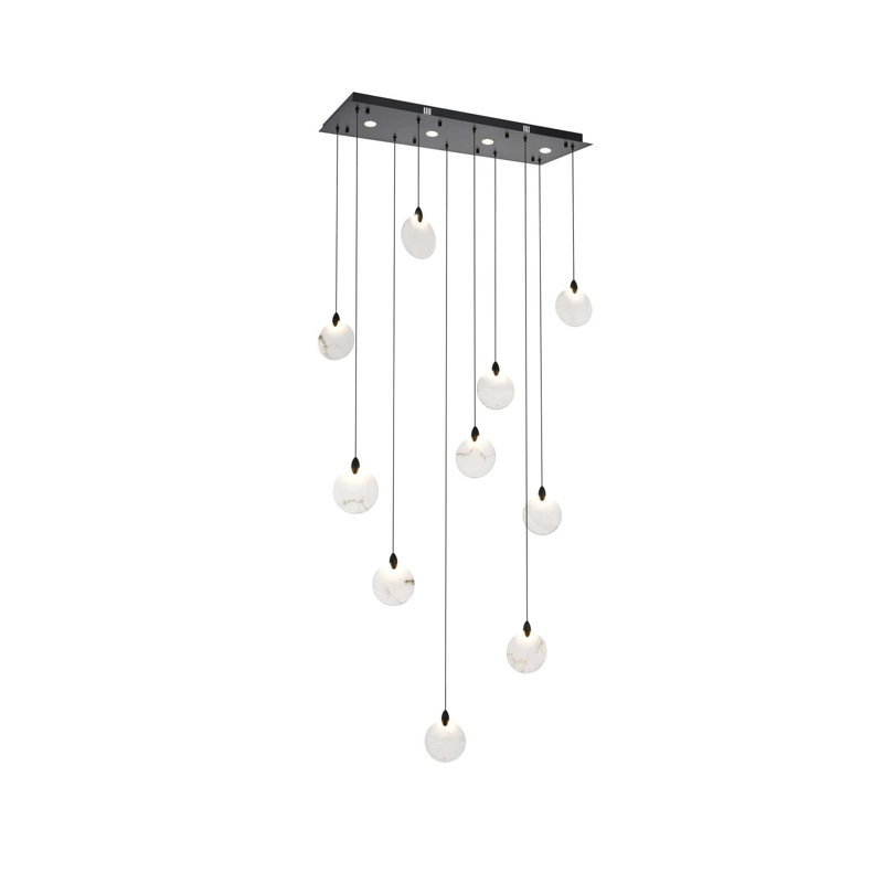 Luminaire suspendu rectangulaire noir albâtre Avery, H 125 po x l 42 po x P 12 po, Noir