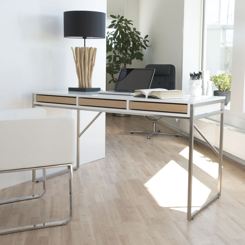 Mistral Standing Desk W:137cm X D: 60cm with metal legs incl. 3 trays, White/Oak