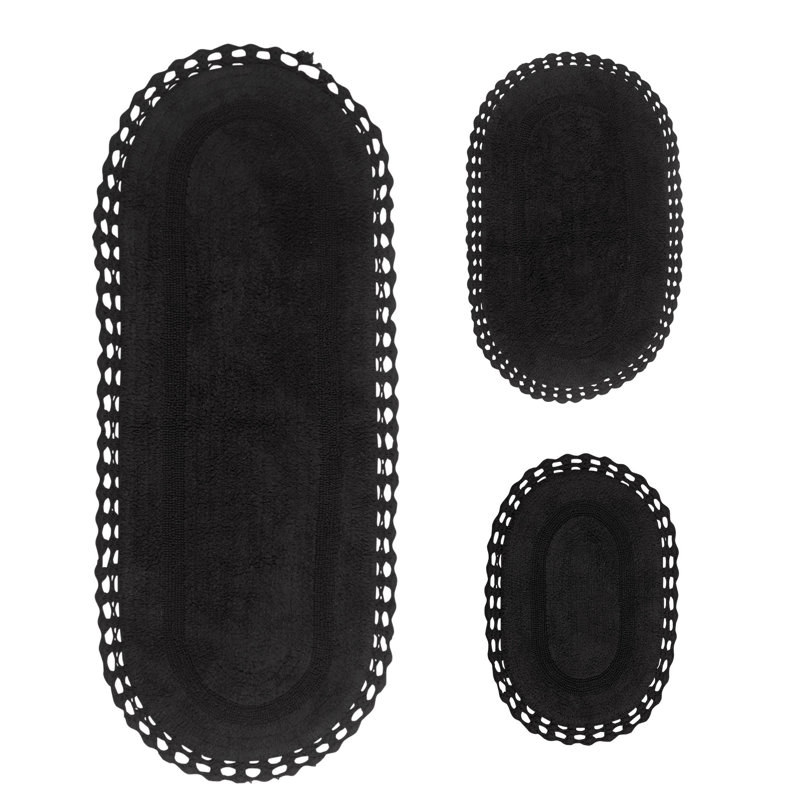 Tapis de bain réversible 100% coton lavable à la machine Hampton (ensemble de 3), gris