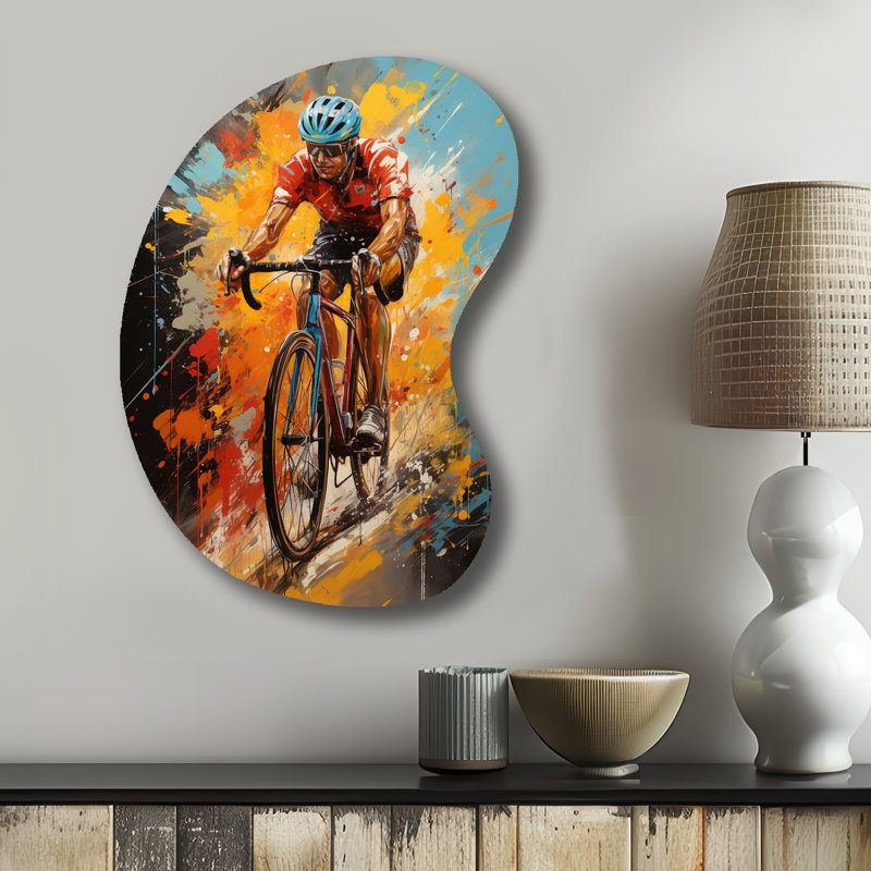 Vélo «Bold Rides I», art mural en forme de bicyclette en forme unique, sculpture murale en métal Freeform, H 31 po x l 22 po