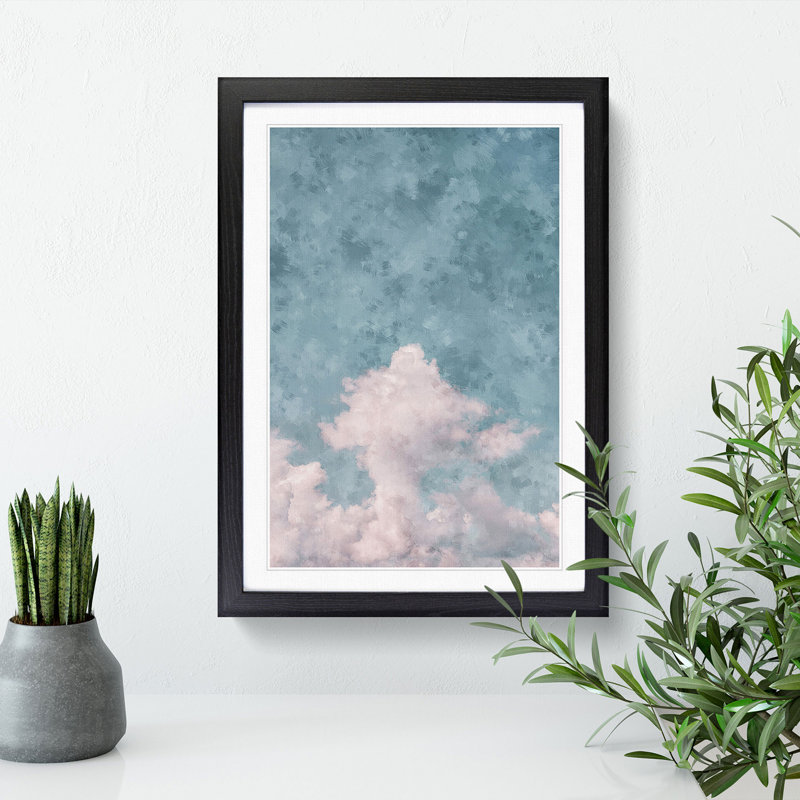 White Clouds Reaching Upwards - Picture Frame Painting Print, Black Framed, 63cm H x 45cm W x 2cm D