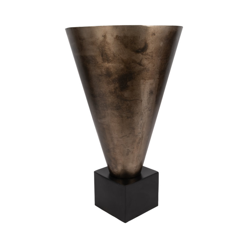 17 Stories Gold Cassendra Metal Vase, 19" H x 12" W x 12" D