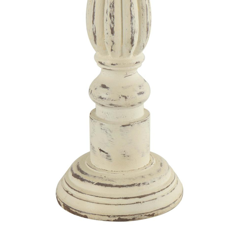Mango Wood Decorative White Candle Holder Set