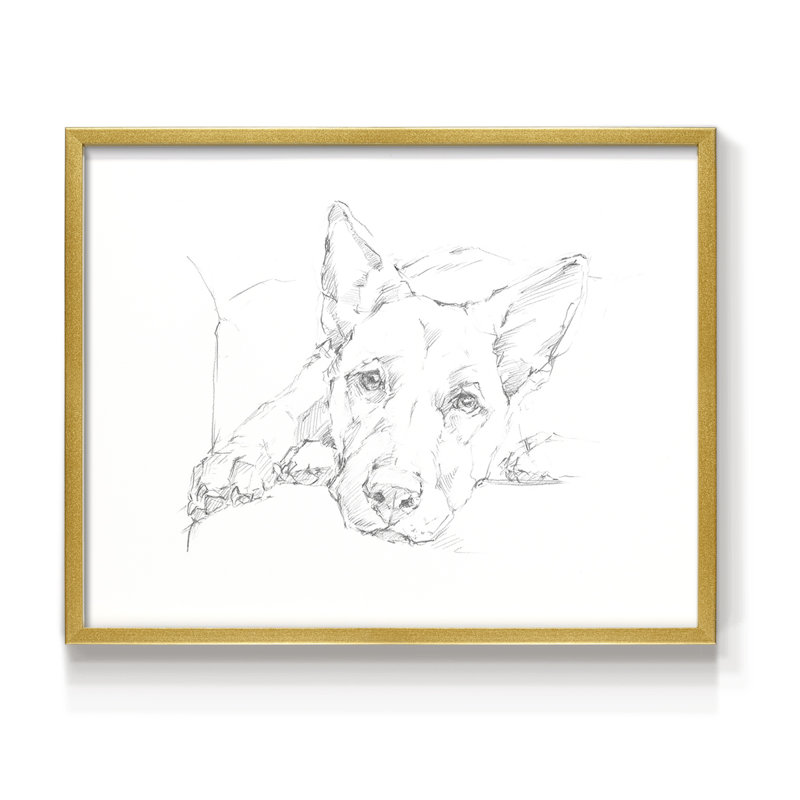 Lazy Dog IV - Impression encadrée - Restickable, H 22 po x l 28 po, Or